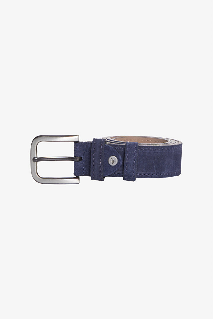 %100 Deri Casual Lacivert Kemer - 1