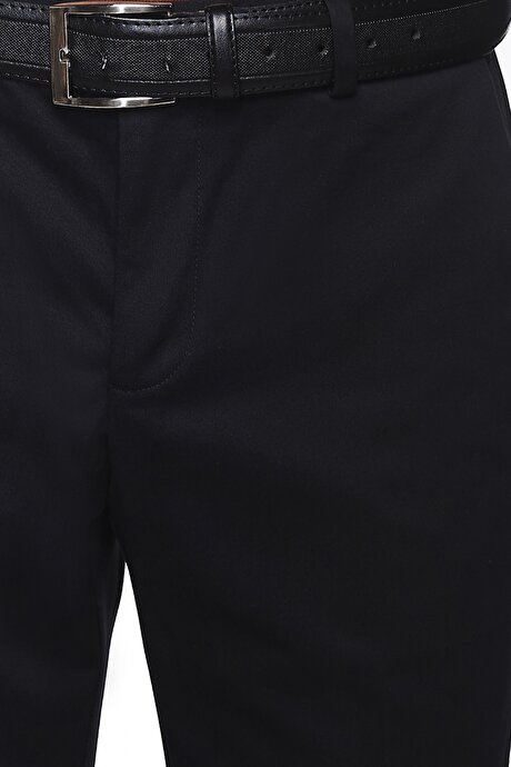 Slim Fit Dar Kesim %100 Pamuk Ütü Gerektirmeyen Non-Iron Siyah Pantolon resmi