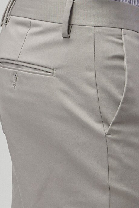 Ütü Gerektirmeyen Non-Iron Slim Fit Dar Kesim Pamuklu Esnek Gri Pantolon resmi