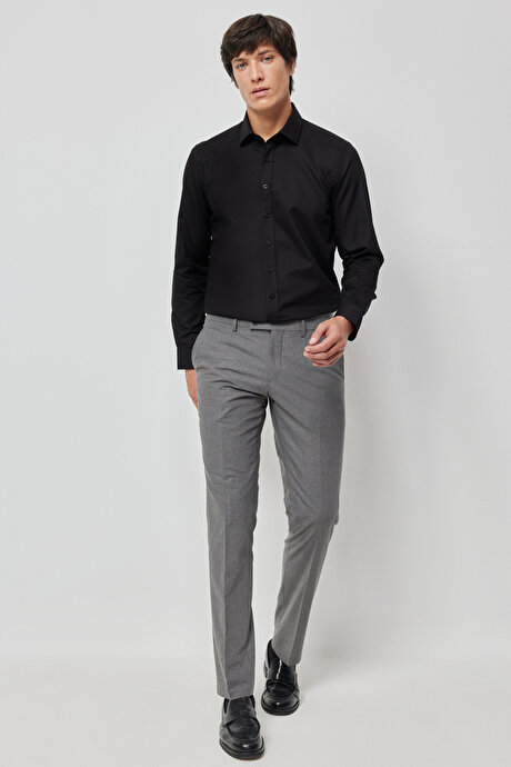 Slim Fit Dar Kesim Klasik Gri Pantolon resmi