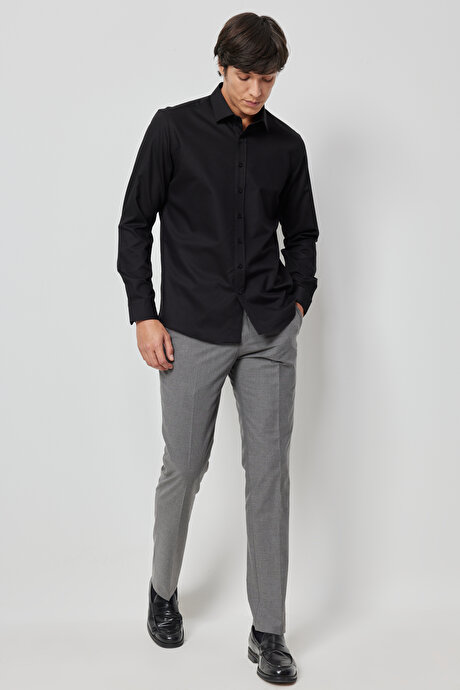Slim Fit Dar Kesim Klasik Gri Pantolon resmi