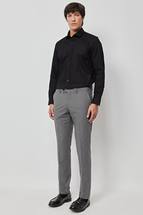 Slim Fit Dar Kesim Klasik Gri Pantolon resmi
