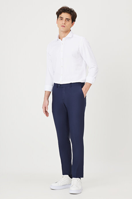 Slim Fit Dar Kesim Klasik Lacivert Pantolon resmi