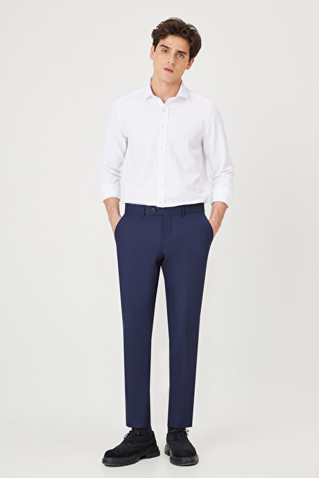Slim Fit Dar Kesim Klasik Lacivert Pantolon resmi
