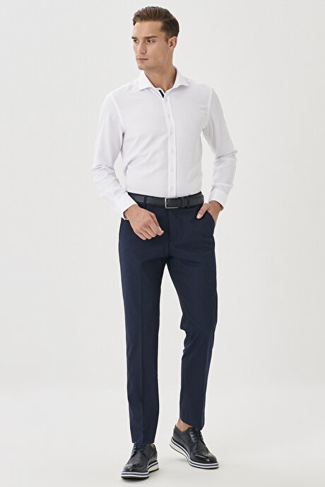 Regular Fit Geniş Kesim Yan Cepli Lacivert Pantolon resmi