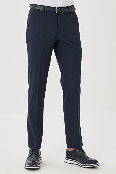 Regular Fit Geniş Kesim Yan Cepli Lacivert Pantolon resmi