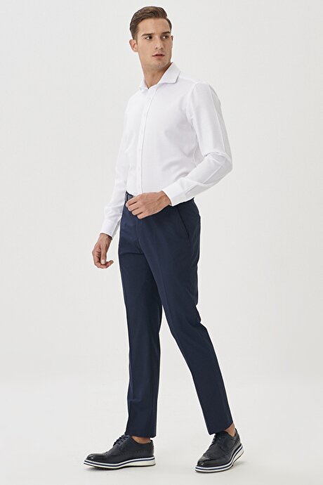 Regular Fit Geniş Kesim Yan Cepli Lacivert Pantolon resmi
