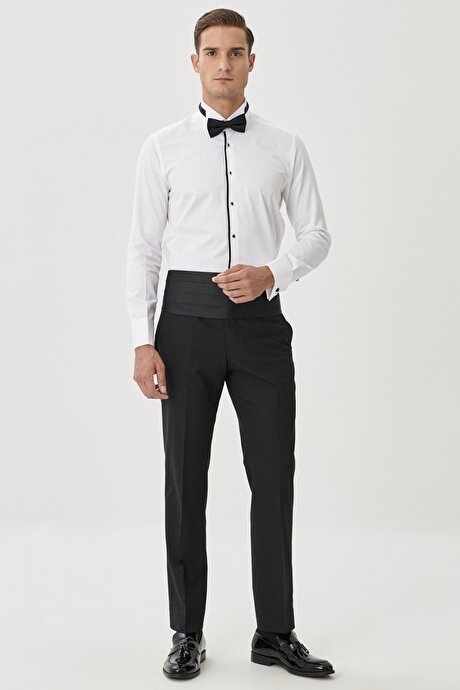 Regular Fit Geniş Kesim Yan Cepli Siyah Pantolon resmi