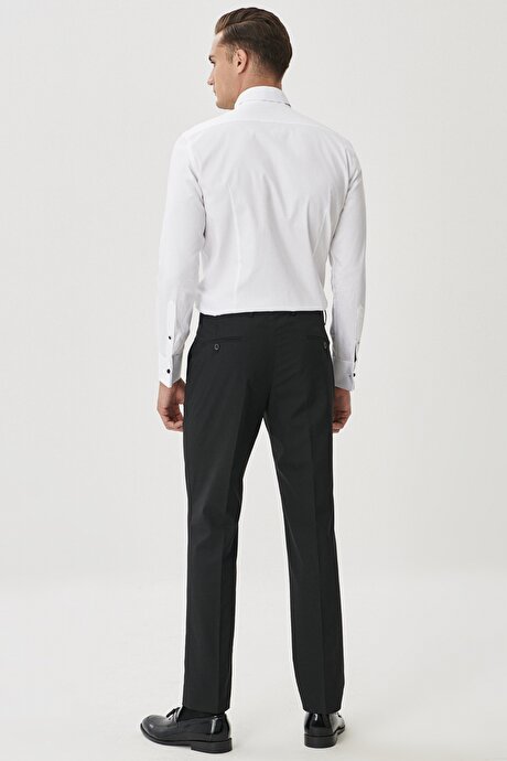 Regular Fit Geniş Kesim Yan Cepli Siyah Pantolon resmi