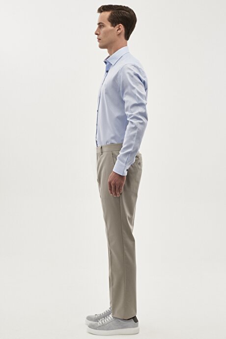 Slim Fit Dar Kesim Ütü Gerektirmeyen Non-Iron Gri Pantolon resmi