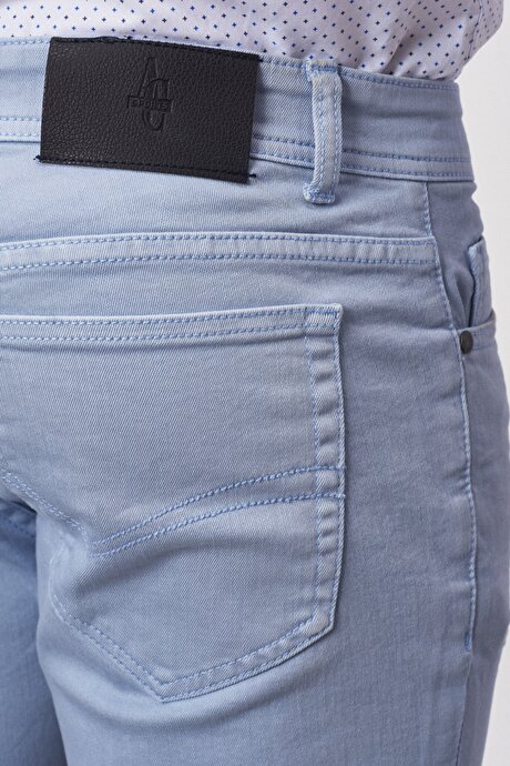 360 Derece Her Yöne Esneyen Rahat Slim Fit Dar Kesim Esnek Mavi Pantolon resmi