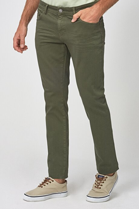 360 Derece Her Yöne Esneyen Rahat Slim Fit Dar Kesim Esnek Yeşil Pantolon resmi
