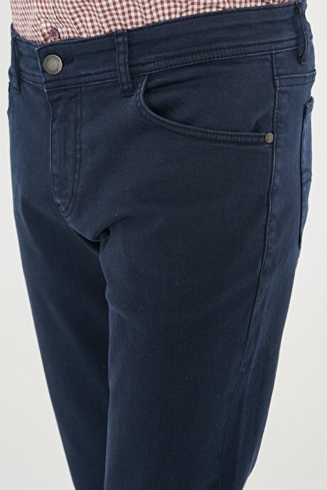 360 Derece Her Yöne Esneyen Rahat Slim Fit Dar Kesim Esnek Lacivert Pantolon resmi