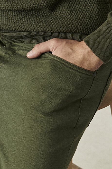 360 Derece Her Yöne Esneyen Slim Fit Dar Kesim Pamuklu Rahat Yeşil Pantolon resmi