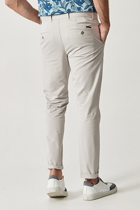 Slim Fit Dar Kesim %100 Pamuk Kanvas Taş ÖZEL DİKİM PANTOLON resmi