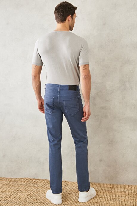 360 Derece Her Yöne Esneyen Slim Fit Dar Kesim İndigo Pantolon resmi
