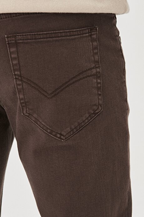360 Derece Her Yöne Esneyen Slim Fit Dar Kesim Kahverengi Pantolon resmi