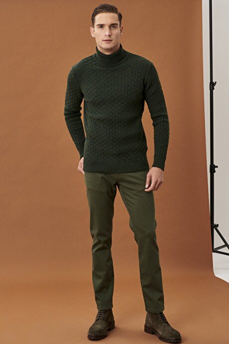 360 Derece Her Yöne Esneyen Slim Fit Dar Kesim Yeşil Pantolon resmi