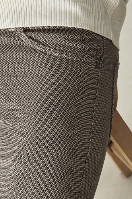 Slim Fit Dar Kesim 5 Cepli Esnek Vizon Pantolon resmi