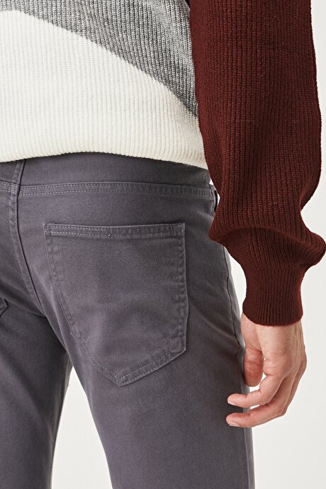 Kanvas Slim Fit Dar Kesim 5 Cep Antrasit Chino Pantolon resmi