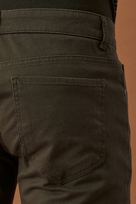 Kanvas Slim Fit Dar Kesim 5 Cep Haki Chino Pantolon resmi