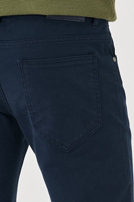 Kanvas Slim Fit Dar Kesim 5 Cep Lacivert Chino Pantolon resmi