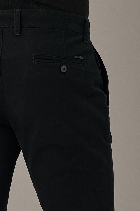 Slim Fit Dar Kesim Esnek Siyah Chino Pantolon resmi