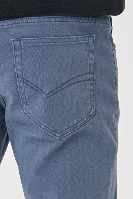 360 Derece Her Yöne Esneyen Slim Fit Dar Kesim Pamuklu Rahat İndigo Pantolon resmi