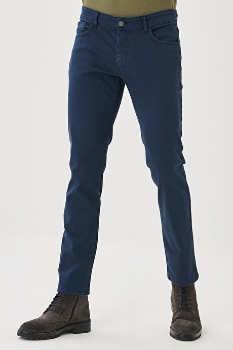 360 Derece Her Yöne Esneyen Rahat Slim Fit Lacivert Pantolon resmi