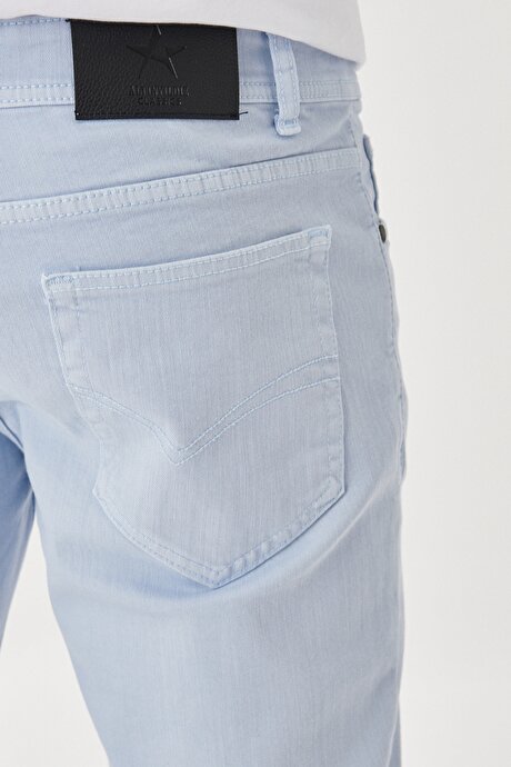 360 Derece Her Yöne Esneyen Slim Fit Dar Kesim Pamuklu Rahat Mavi Pantolon resmi