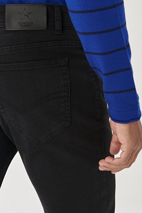 360 Derece Her Yöne Esneyen Slim Fit Dar Kesim Pamuklu Rahat Siyah Pantolon resmi