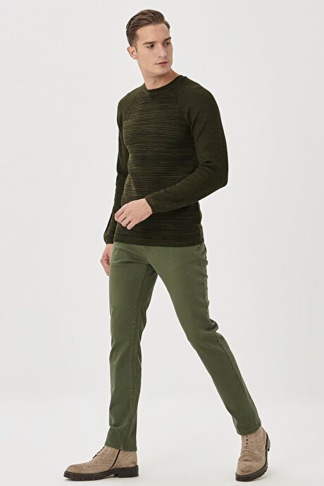 360 Derece Her Yöne Esneyen Rahat Slim Fit Yeşil Pantolon resmi