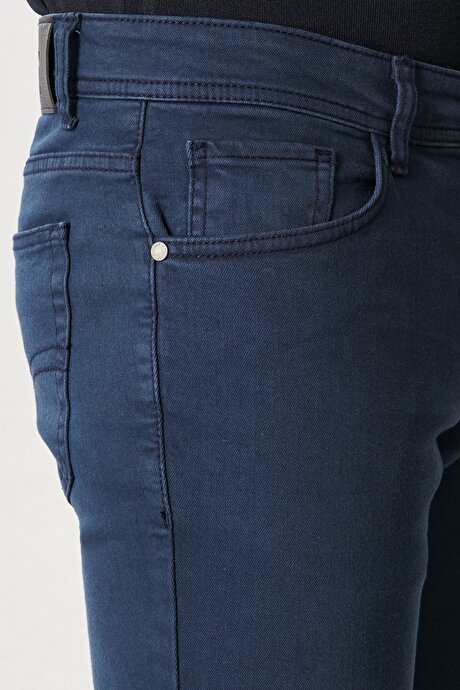360 Derece Her Yöne Esneyen Rahat Dayanıklı Slim Fit Dar Kesim Lacivert Pantolon resmi