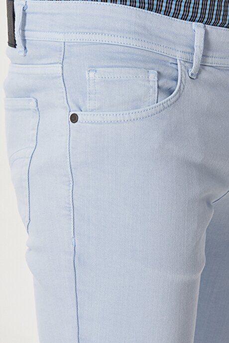 360 Derece Her Yöne Esneyen Rahat Dayanıklı Slim Fit Dar Kesim Mavi Pantolon resmi