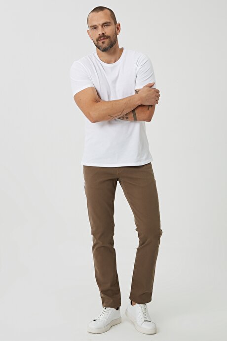 360 Derece Her Yöne Esneyen Rahat Dayanıklı Slim Fit Dar Kesim Vizon Pantolon resmi