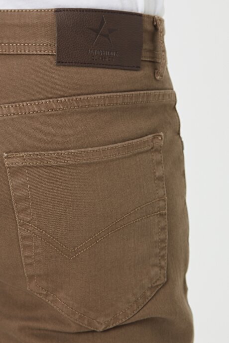 360 Derece Her Yöne Esneyen Rahat Dayanıklı Slim Fit Dar Kesim Vizon Pantolon resmi