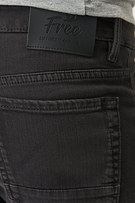 Slim Fit Dar Kesim 5 Cepli Esnek Jean Kot Antrasit Pantolon resmi