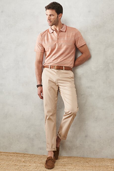Comfort Fit Trend Slim 5 Cep Esnek Bej Chino Pantolon resmi