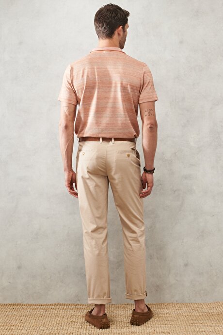 Comfort Fit Essential 5 Cep Esnek Bej Chino Pantolon resmi
