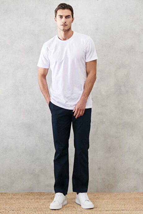Comfort Fit Essential 5 Cep Esnek Lacivert Chino Pantolon resmi