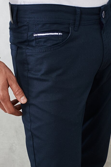 Slim Fit Dar Kesim 5 Cep Lacivert Chino Pantolon resmi