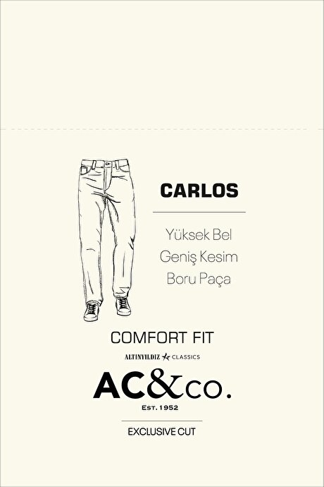 Comfort Fit Geniş Kesim Carlos Kalıp Denim Jean Siyah Denim Pantolon resmi