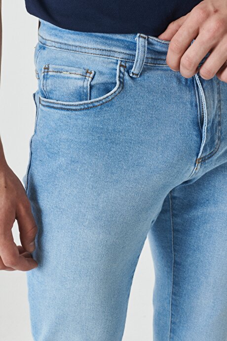 Slim Fit Dar Kesim Esnek Magic Jean Kot Buz Mavisi Denim Pantolon resmi