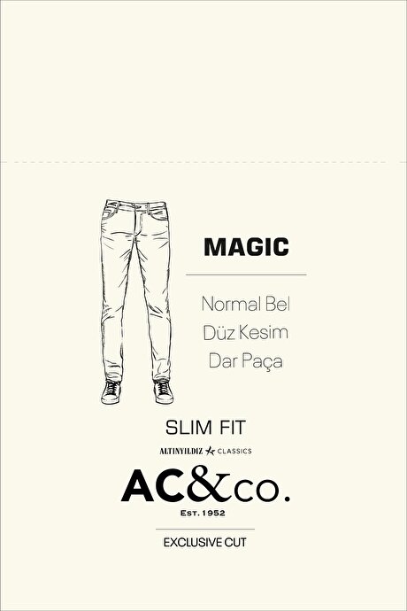 Slim Fit Dar Kesim Esnek Magic Jean Kot Buz Mavisi Denim Pantolon resmi