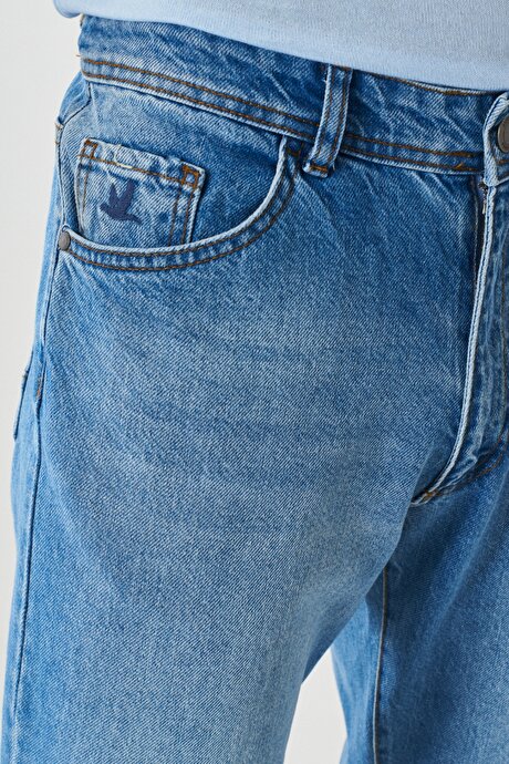 Comfort Fit Rahat Kesim %100 Pamuk 5 Cep Jean Kot Mavi Denim Pantolon resmi