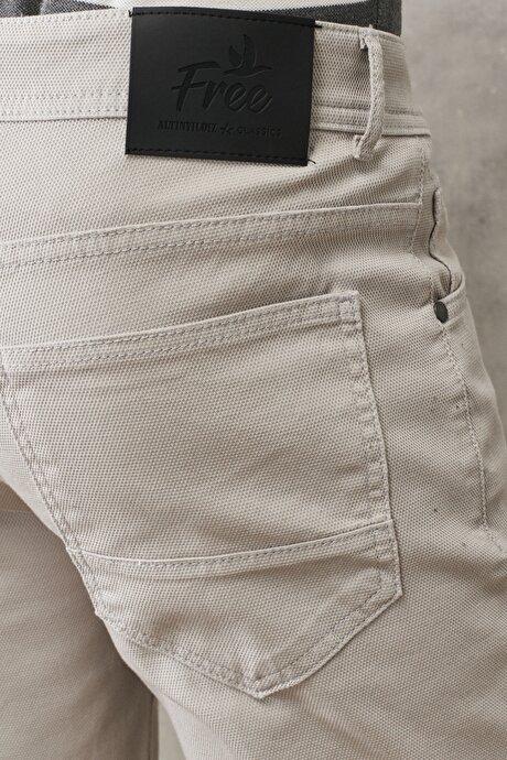 Slim Fit Dar Kesim Armürlü Esnek 5 Cepli Casual Taş Pantolon resmi