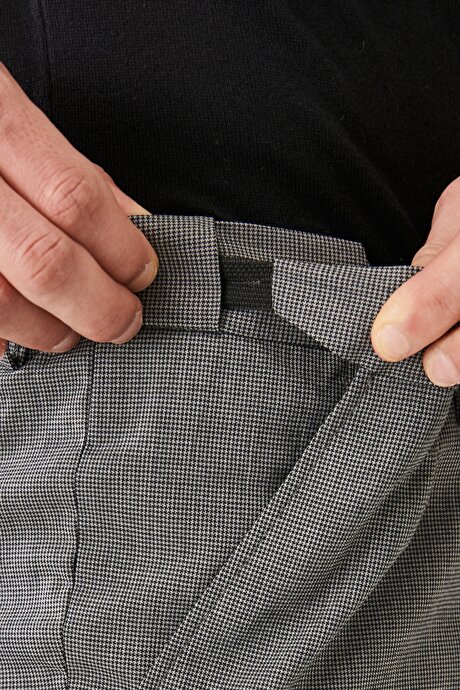 Slim Fit Dar Kesim Beli Lastikli Yan Cep Gri-Siyah Pantolon resmi