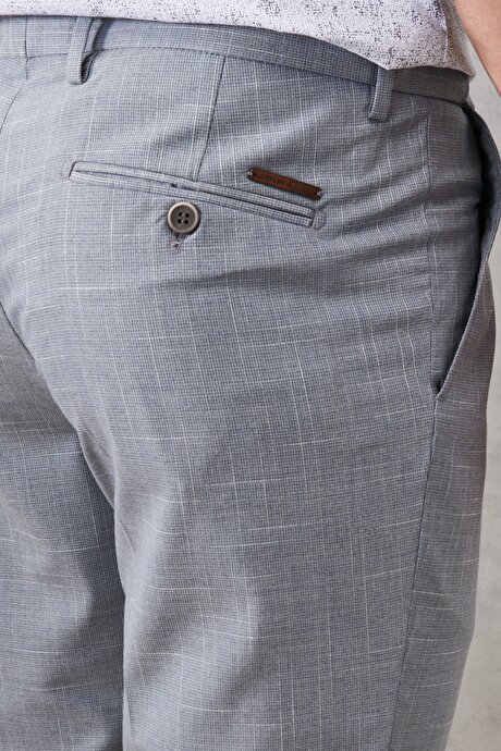 Slim Fit Beli Lastikli Gri Pantolon resmi