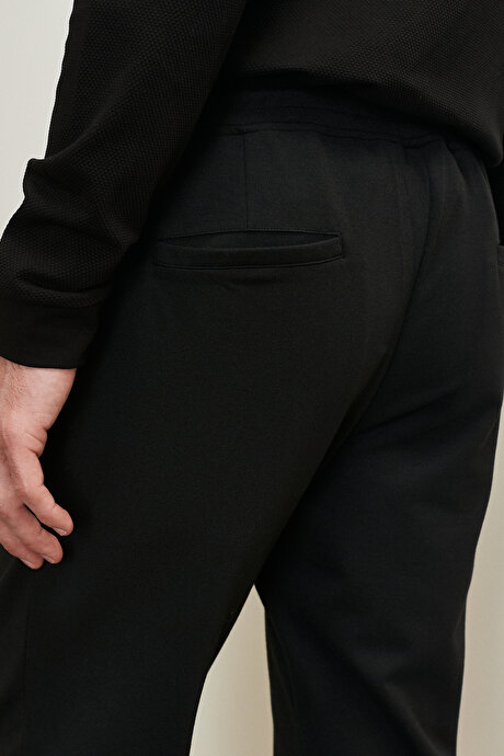 Slim Fit Dar Kesim Beli Bağlamalı Esnek Siyah Pantolon resmi