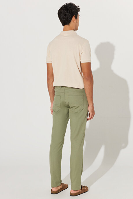 Comfort Fit Rahat Kesim Greensboro Armürlü Esnek Yeşil Pantolon resmi